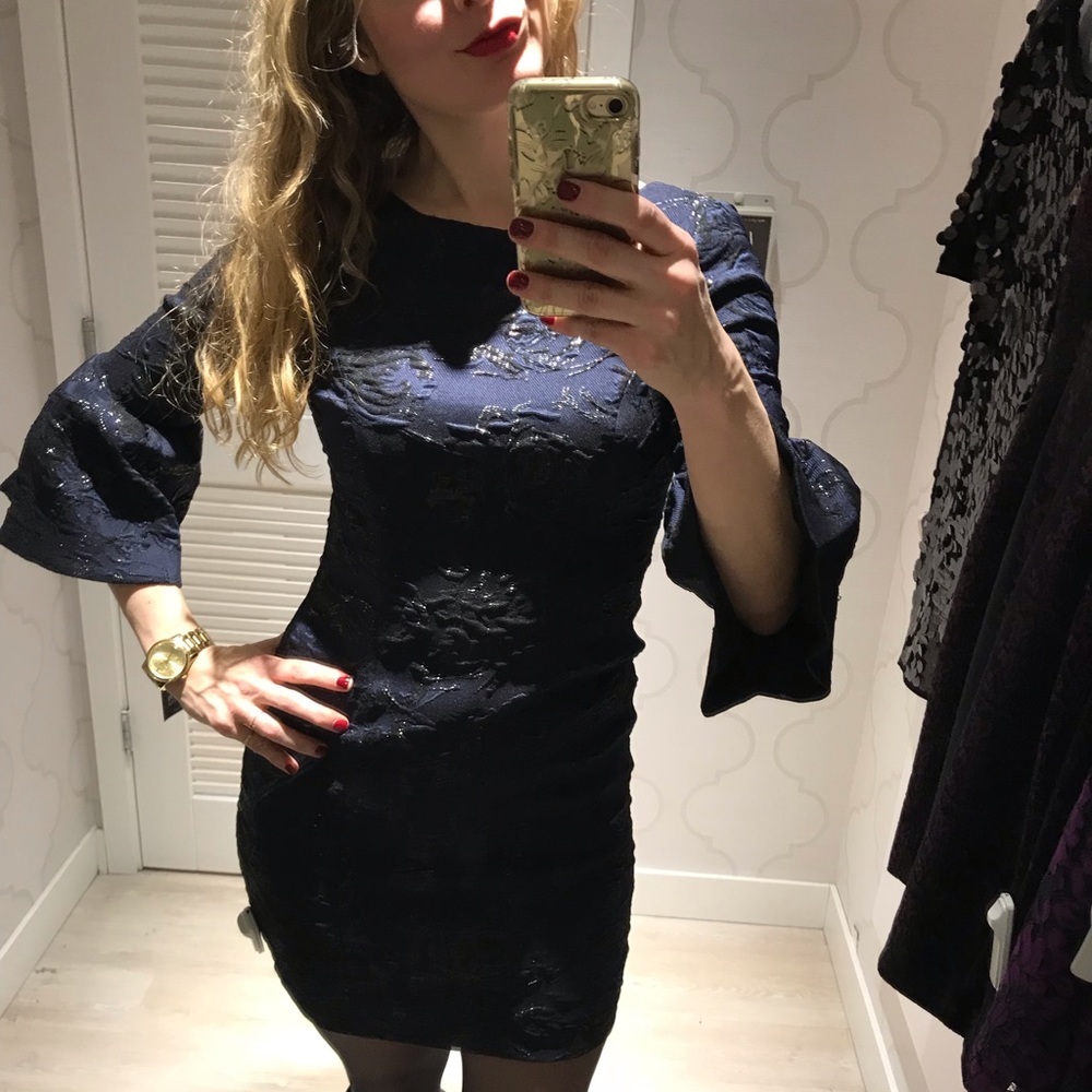 LORD & TAYLOR Bell Sleeve Brocade Mini